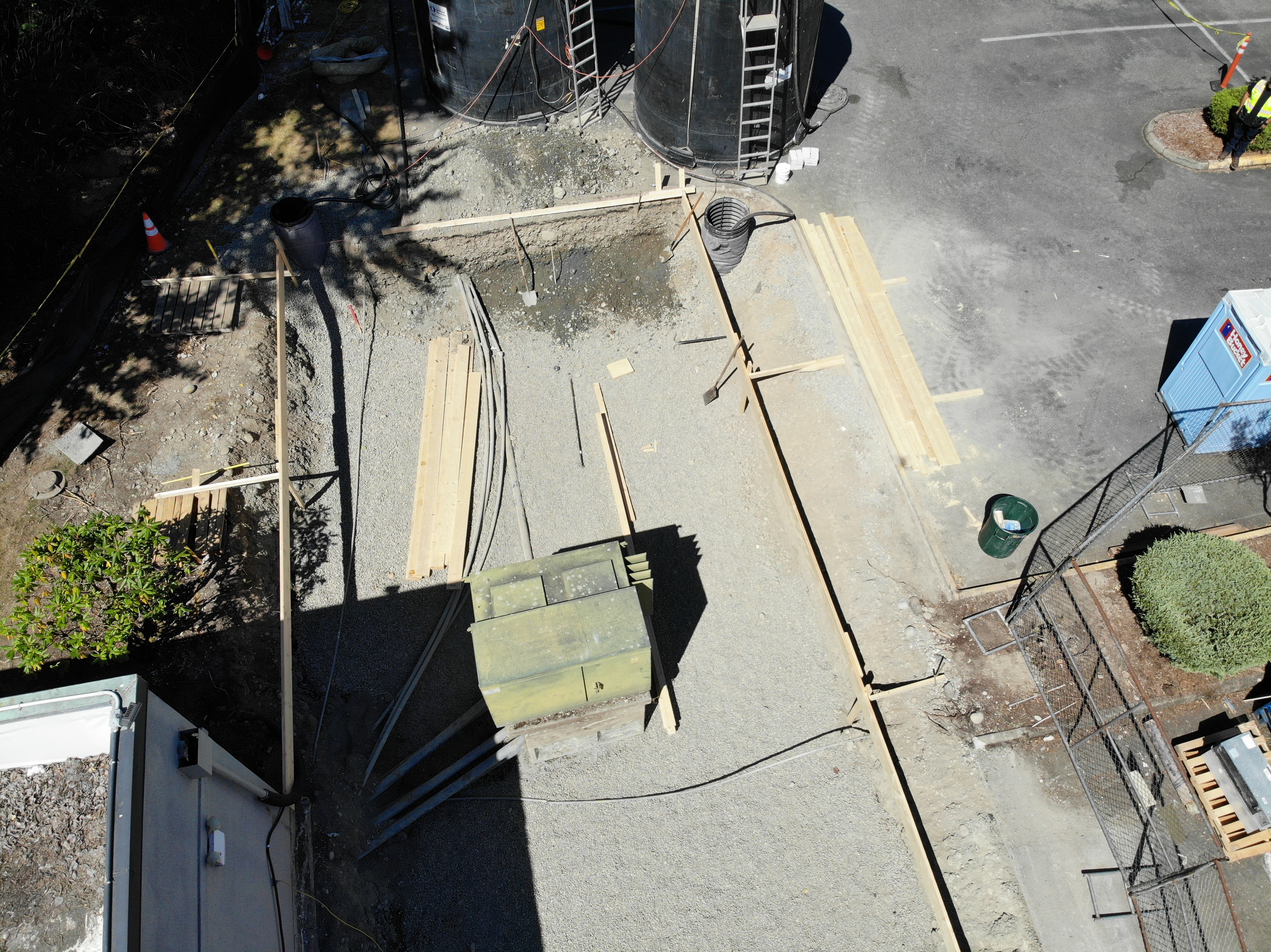 Aerial view of construction site