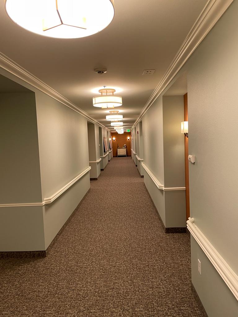 Completed healthcare facility hallway